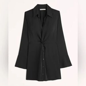 NWT Abercrombie & Fitch Long-Sleeve Twist-Front Shirt Dress - Medium Tall